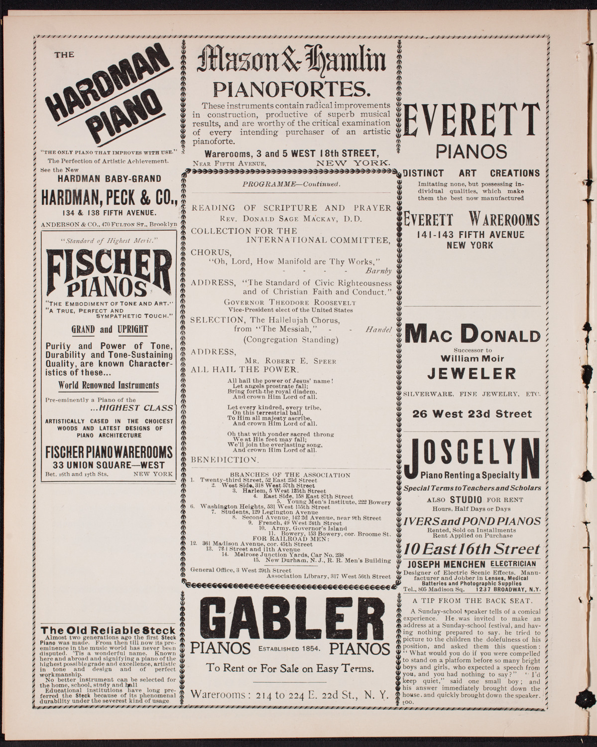 Meeting: YMCA - Mass Meeting for Men, December 30, 1900, program page 6