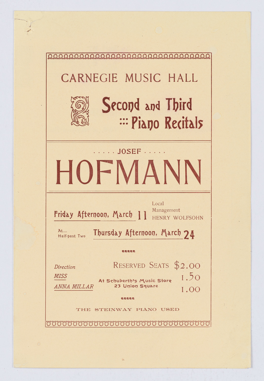 Josef Hofmann, March 1898