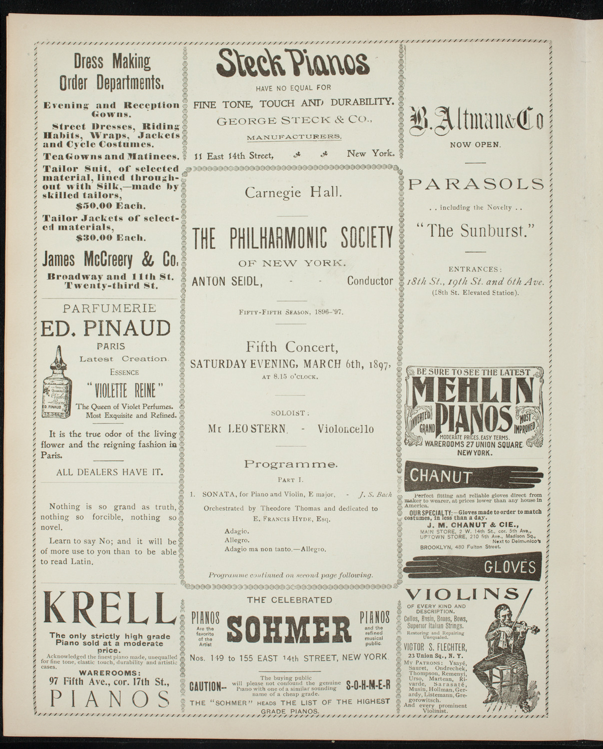 New York Philharmonic, March 6, 1897, program page 4