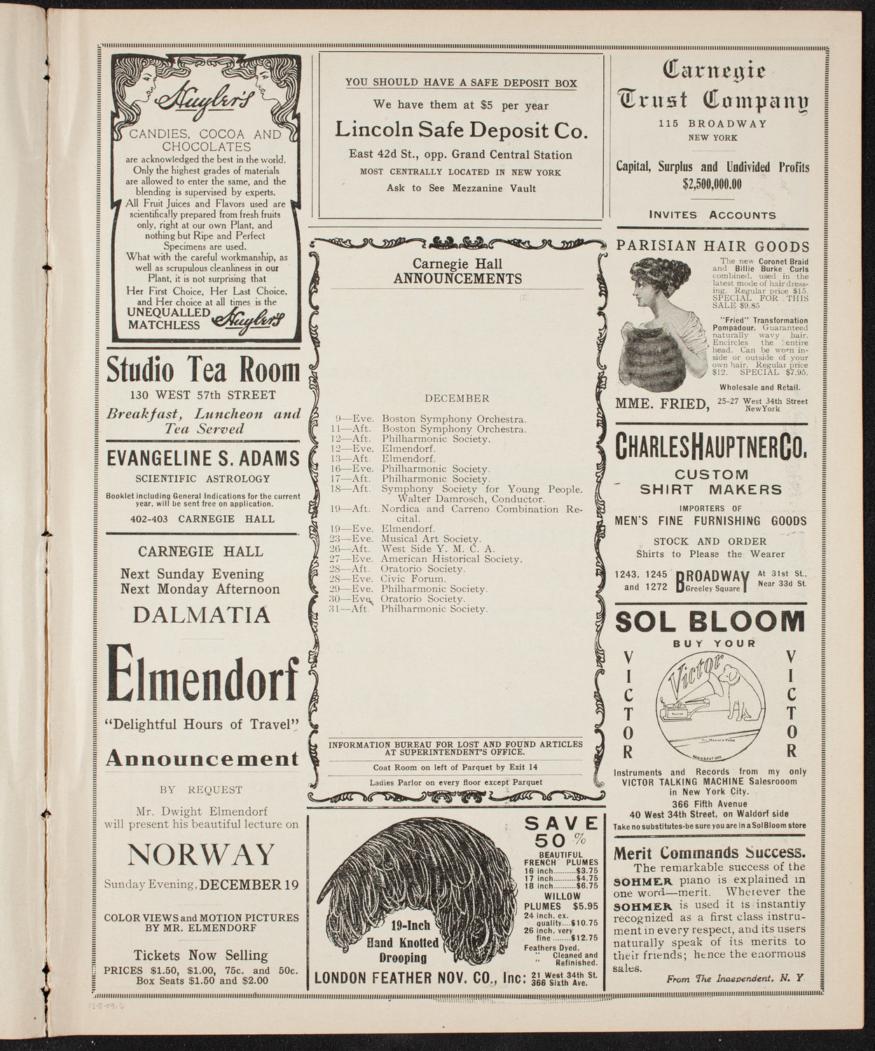 New York Philharmonic, December 8, 1909, program page 3