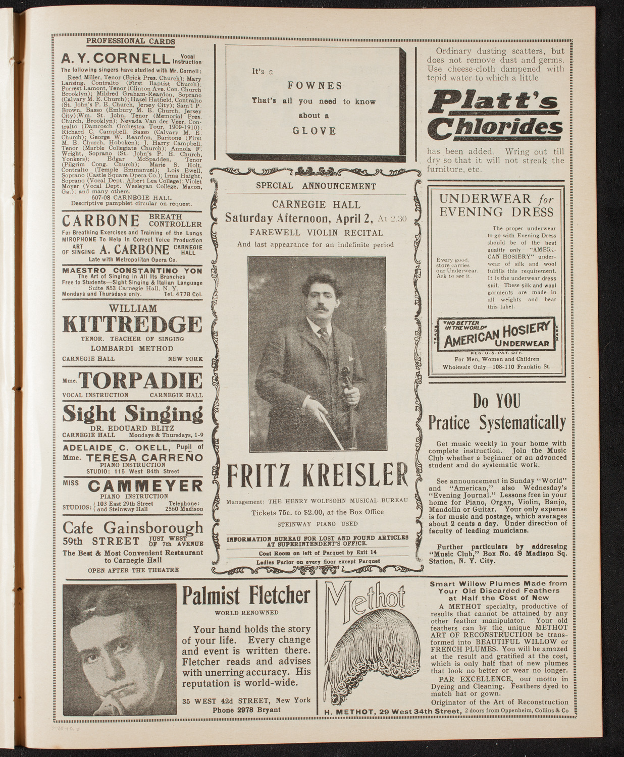 New York Philharmonic, March 30, 1910, program page 9