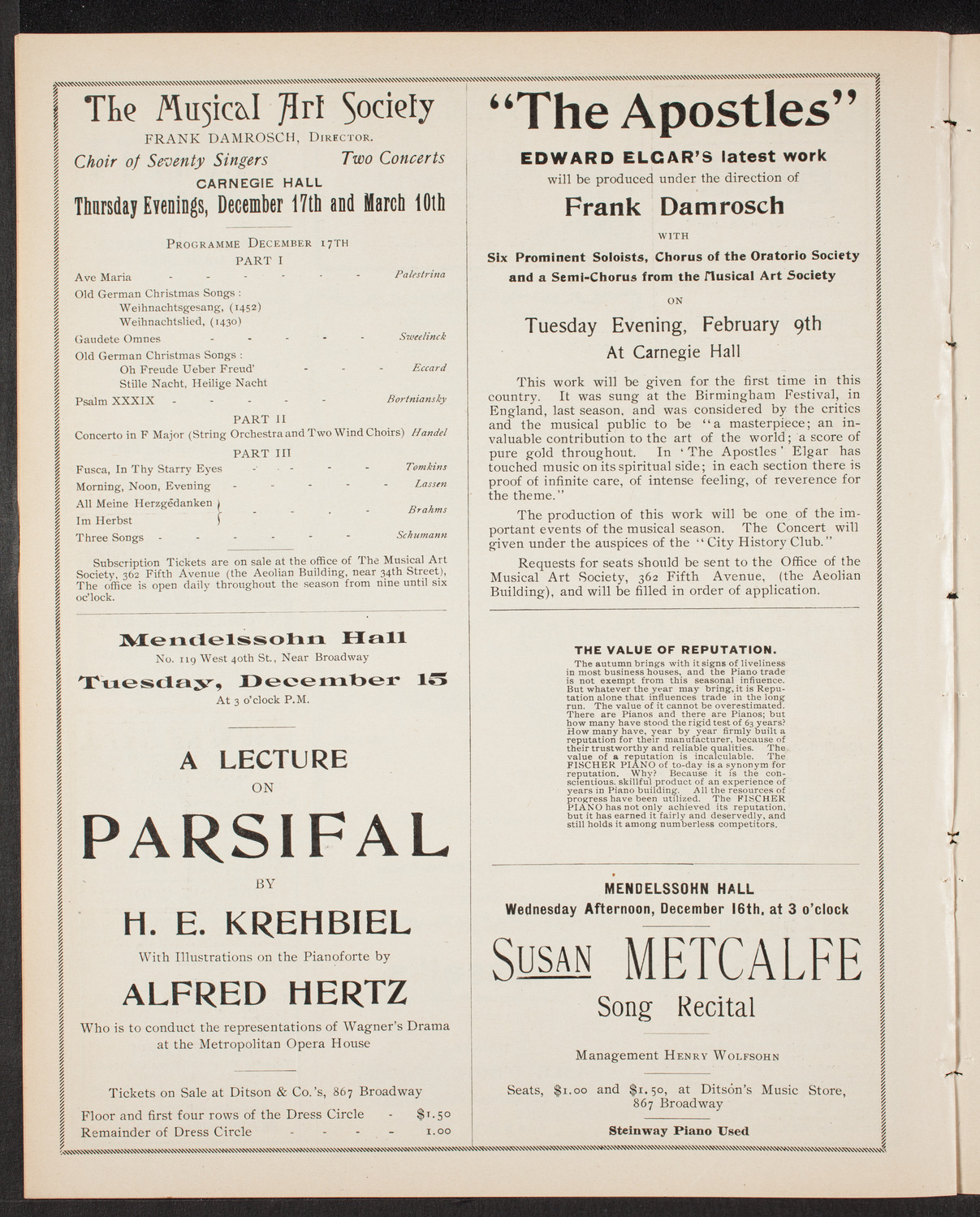 New York Banks' Glee Club, December 3, 1903, program page 8