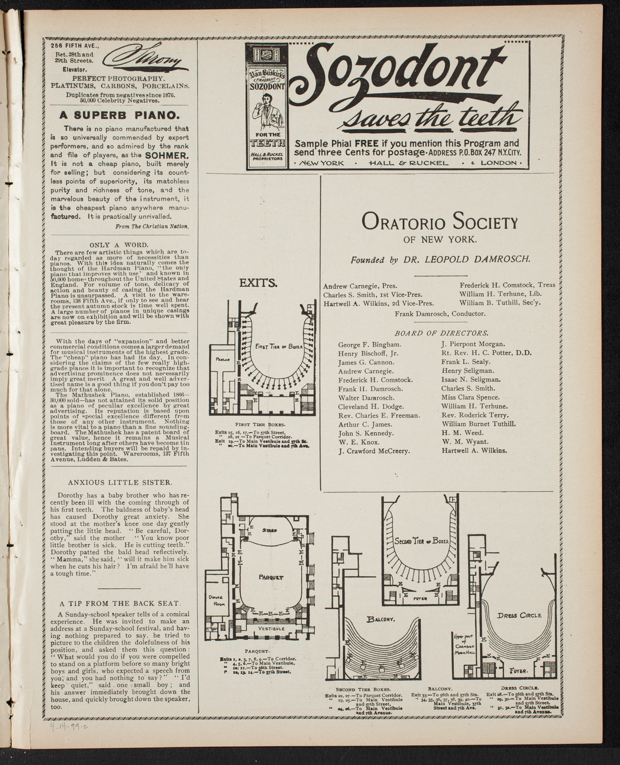 Amicitia Orchestral Concert, April 14, 1899, program page 3