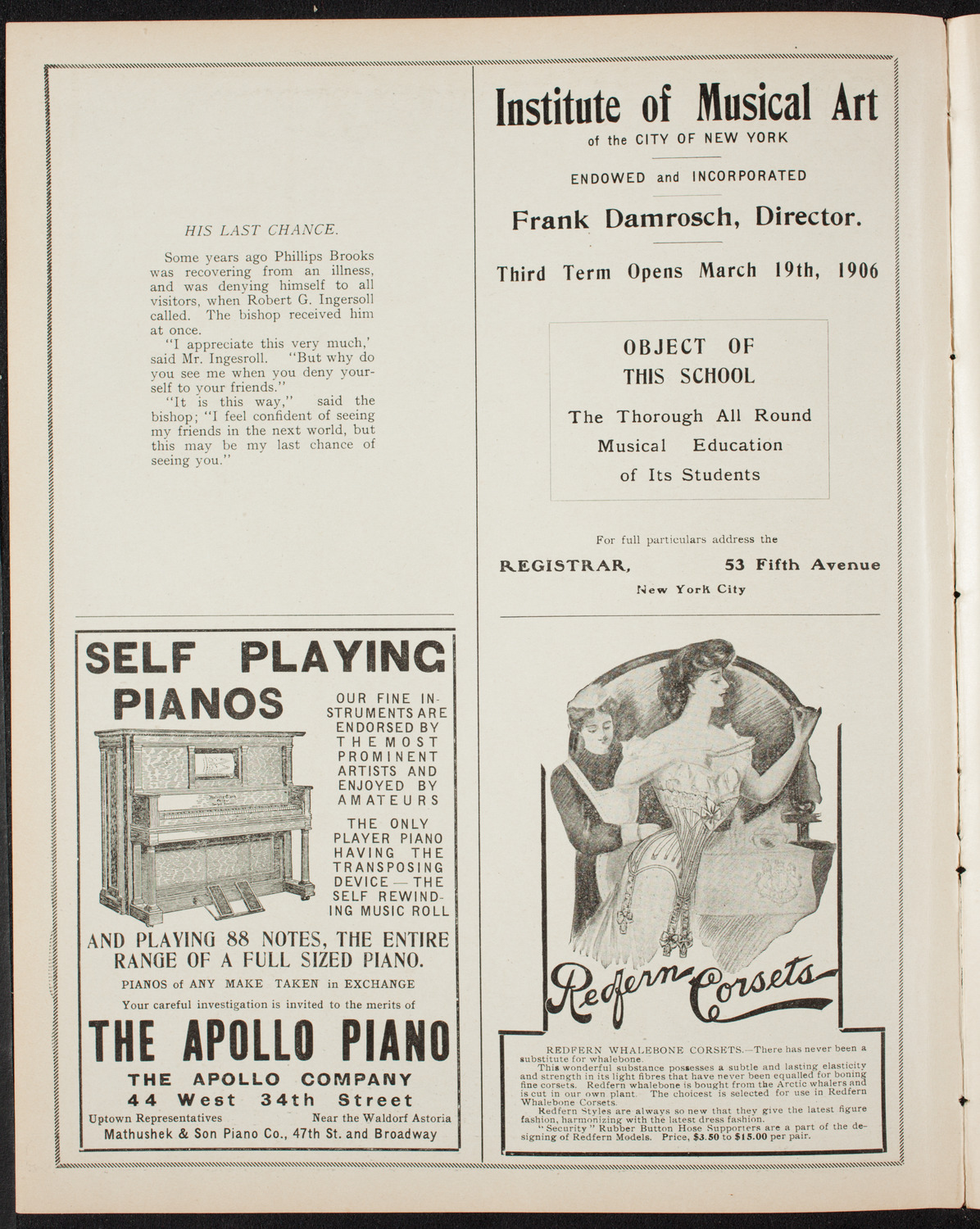 People's Symphony Concert, April 21, 1906, program page 2