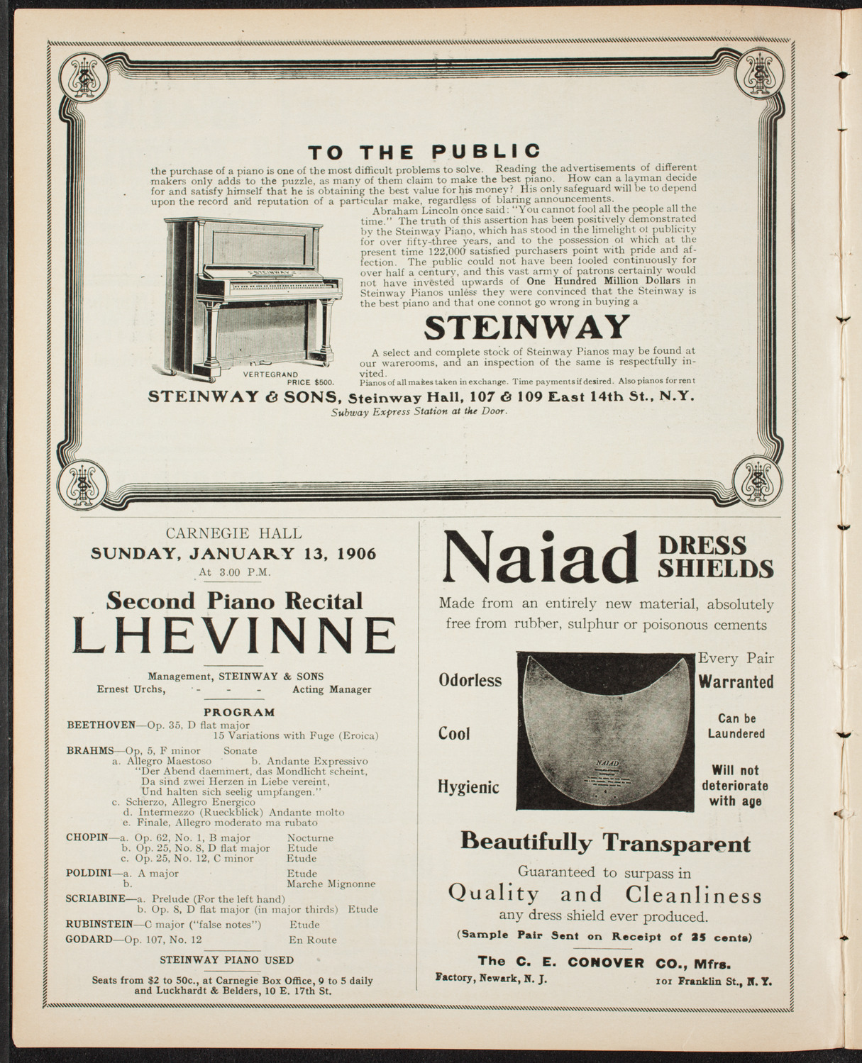 New York Philharmonic, January 5, 1907, program page 4