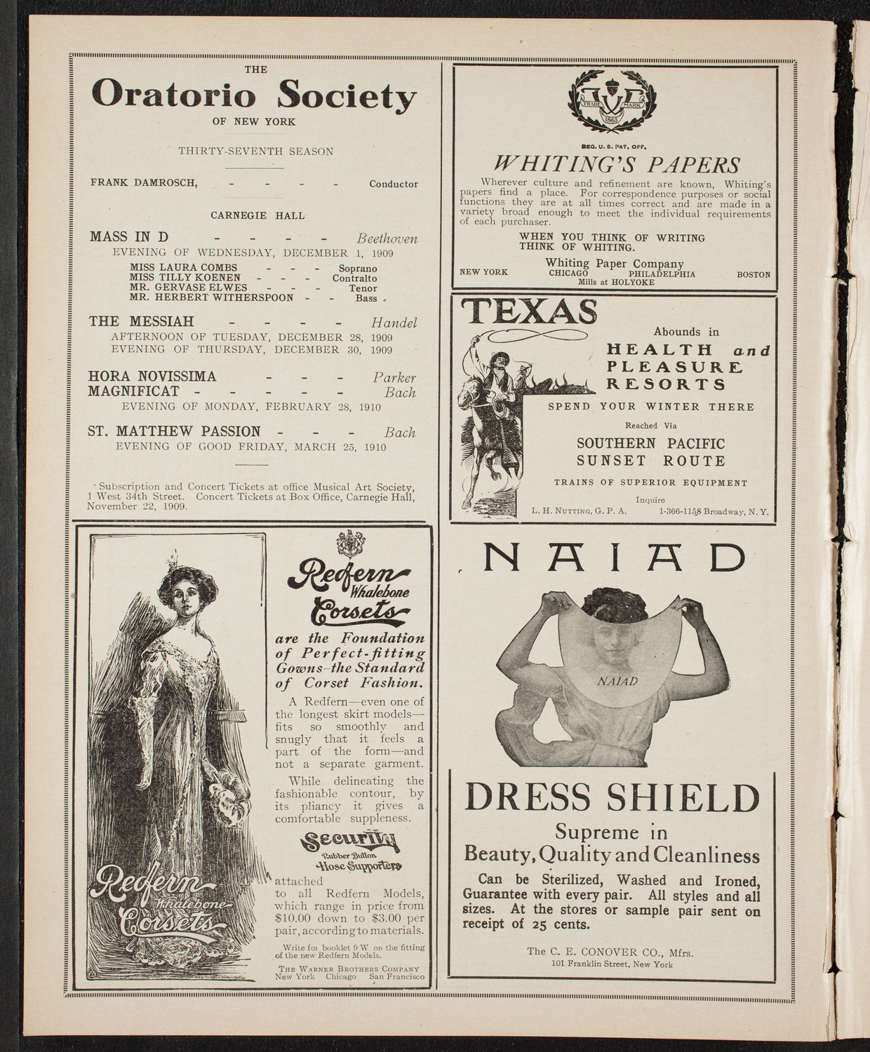 Sergei Rachmaninoff, Piano, November 20, 1909, program page 2