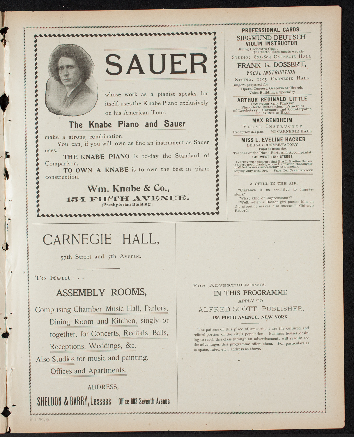 Paur Symphony Orchestra, March 11, 1899, program page 7