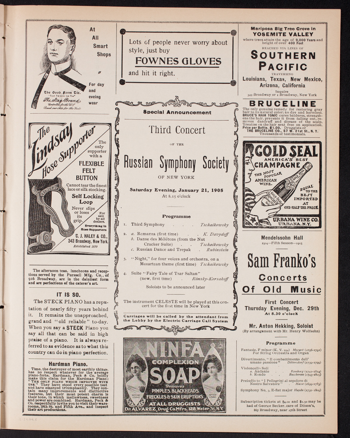 Russian Symphony Society of New York, December 24, 1904, program page 9