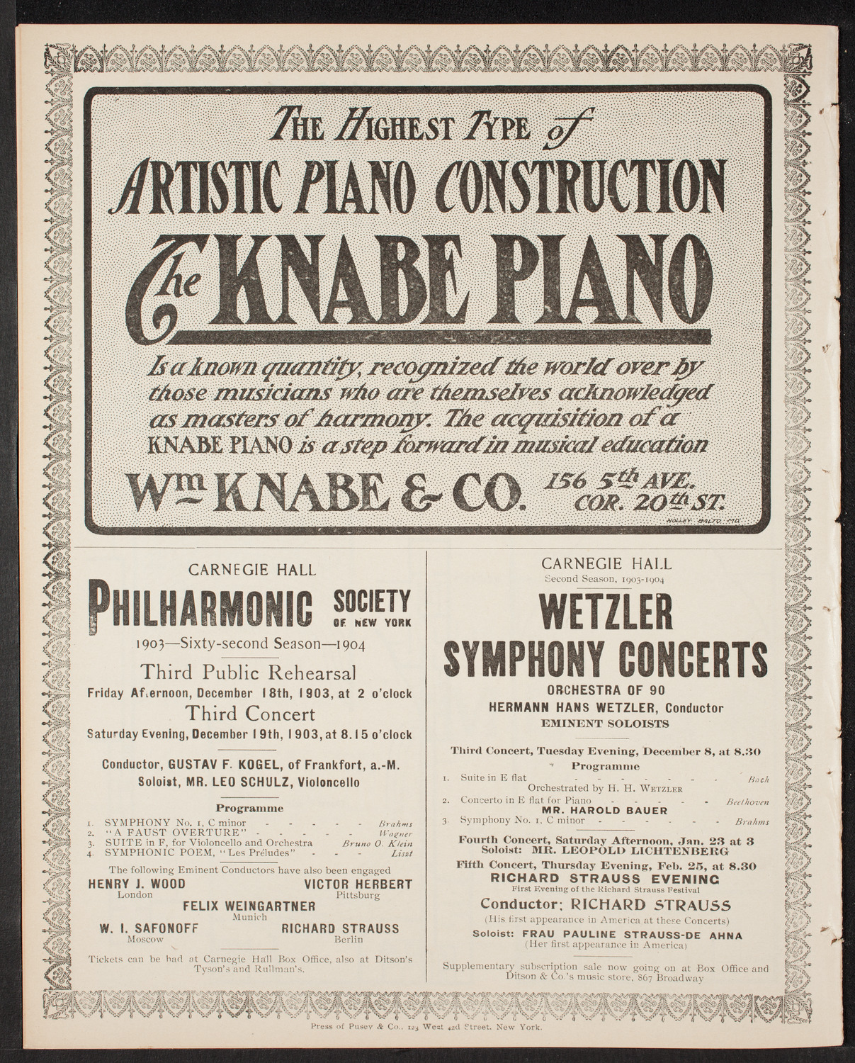 New York Philharmonic, December 4, 1903, program page 12