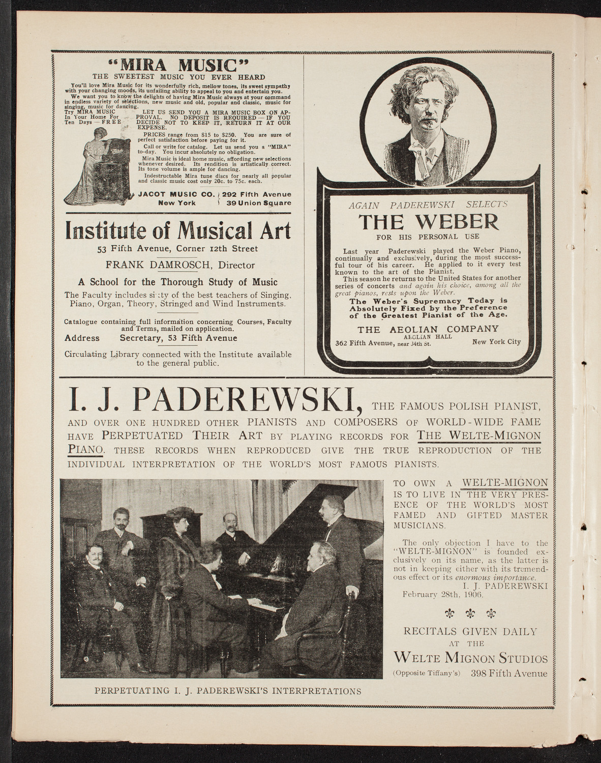 People's Symphony Concert, January 22, 1909, program page 6