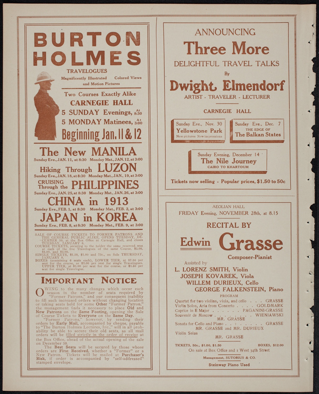 Elmendorf Lecture: Java, November 24, 1913, program page 10