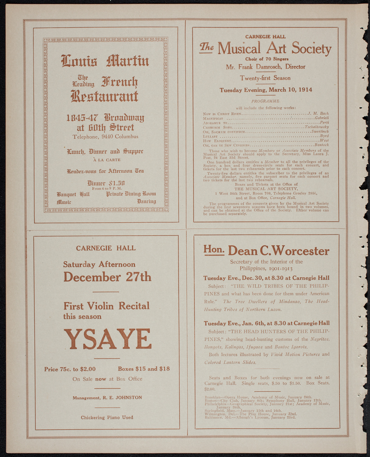 Columbia University Festival Chorus, December 17, 1913, program page 8