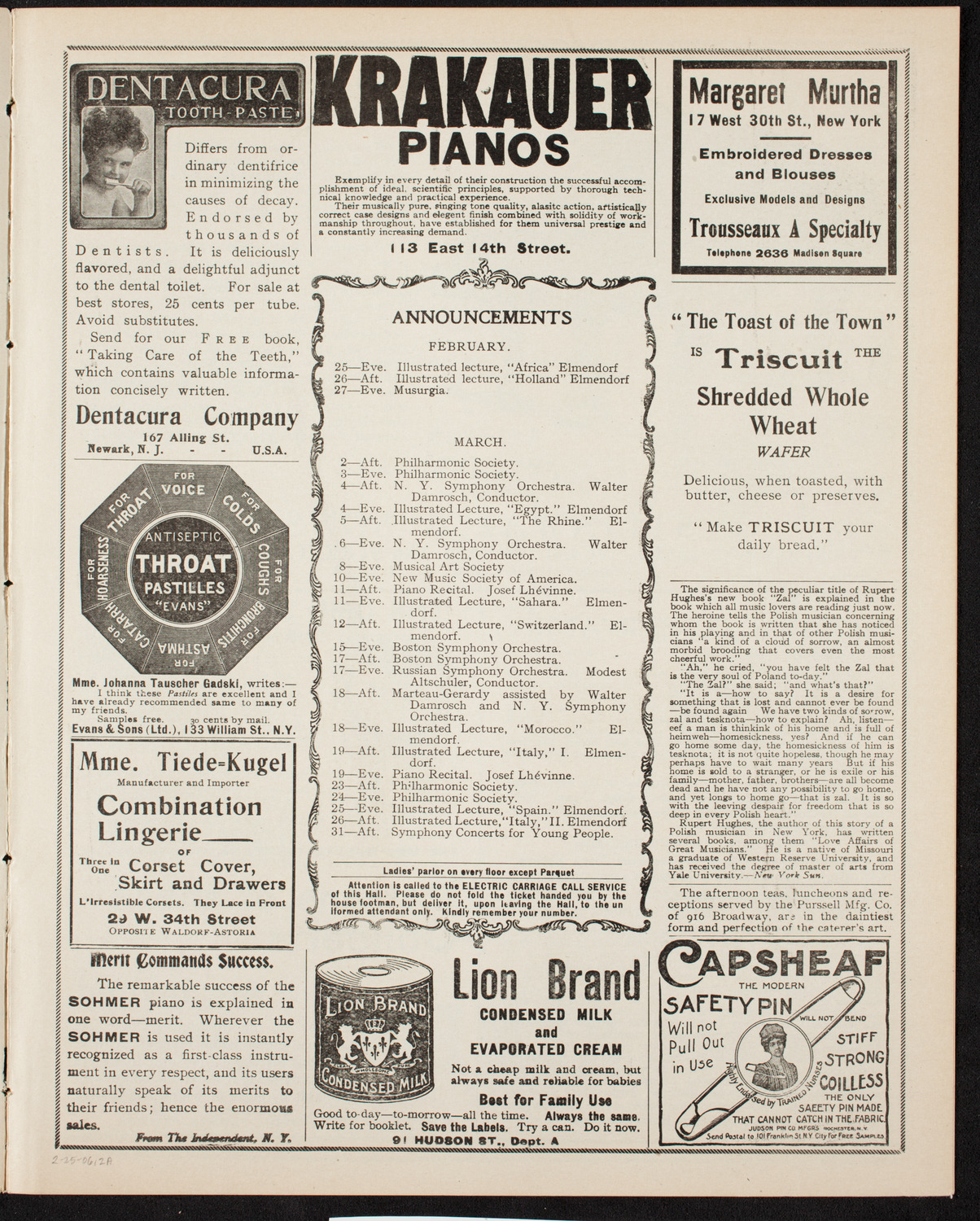 Russian Symphony Society of New York, February 25, 1906, program page 3