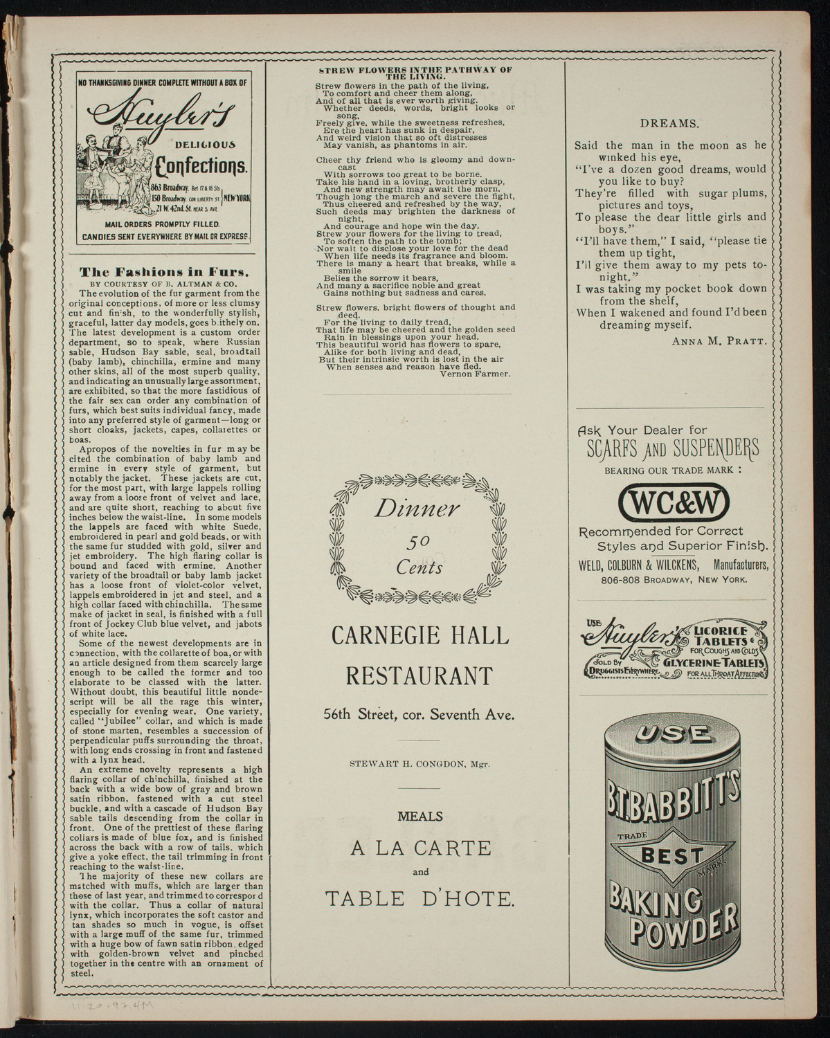 Comparative Literature Society, November 20, 1897, program page 7