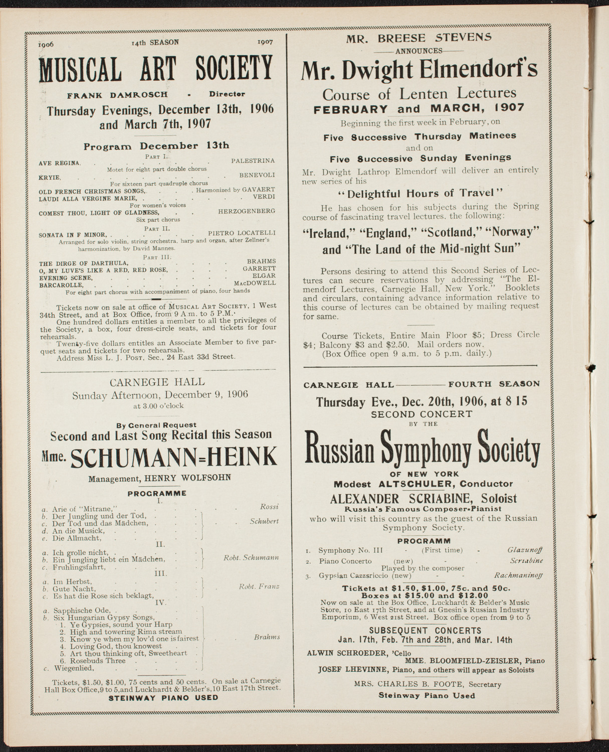 Frances Macmillen with New York Symphony Orchestra, December 7, 1906, program page 10