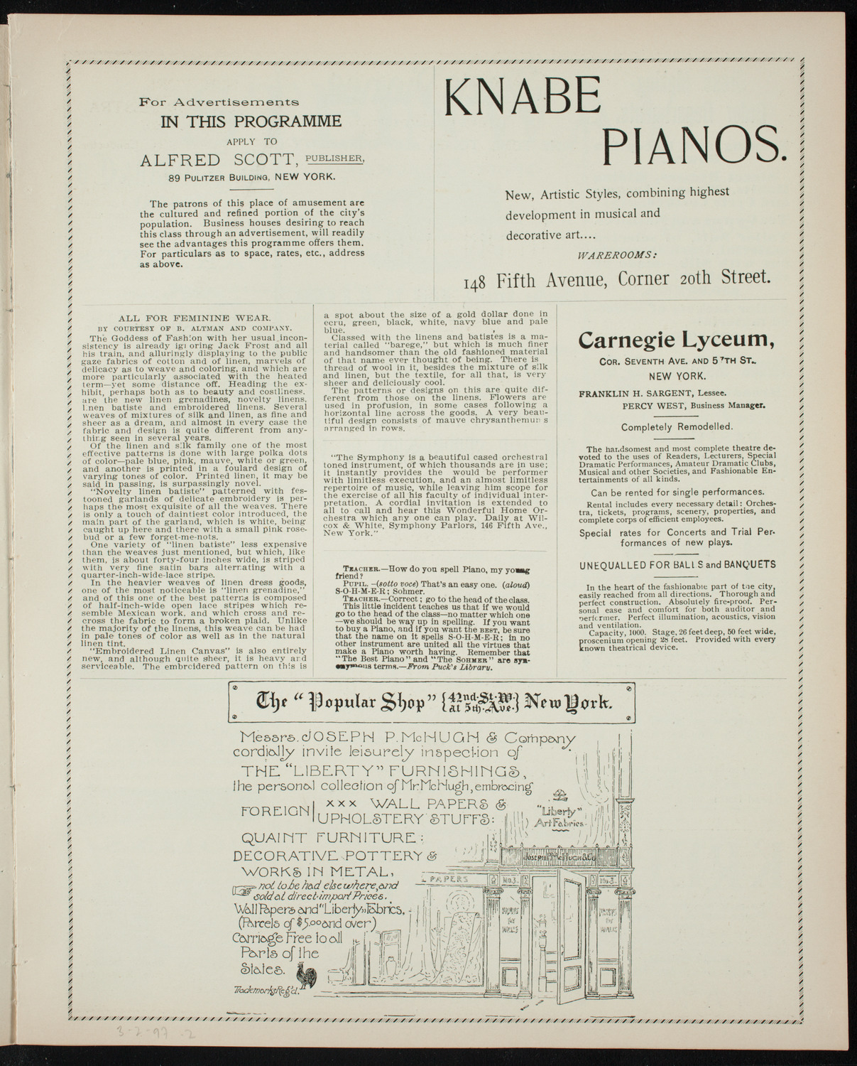 25th Anniversary Meeting: New York Society for the Suppression of Vice, March 2, 1897, program page 3