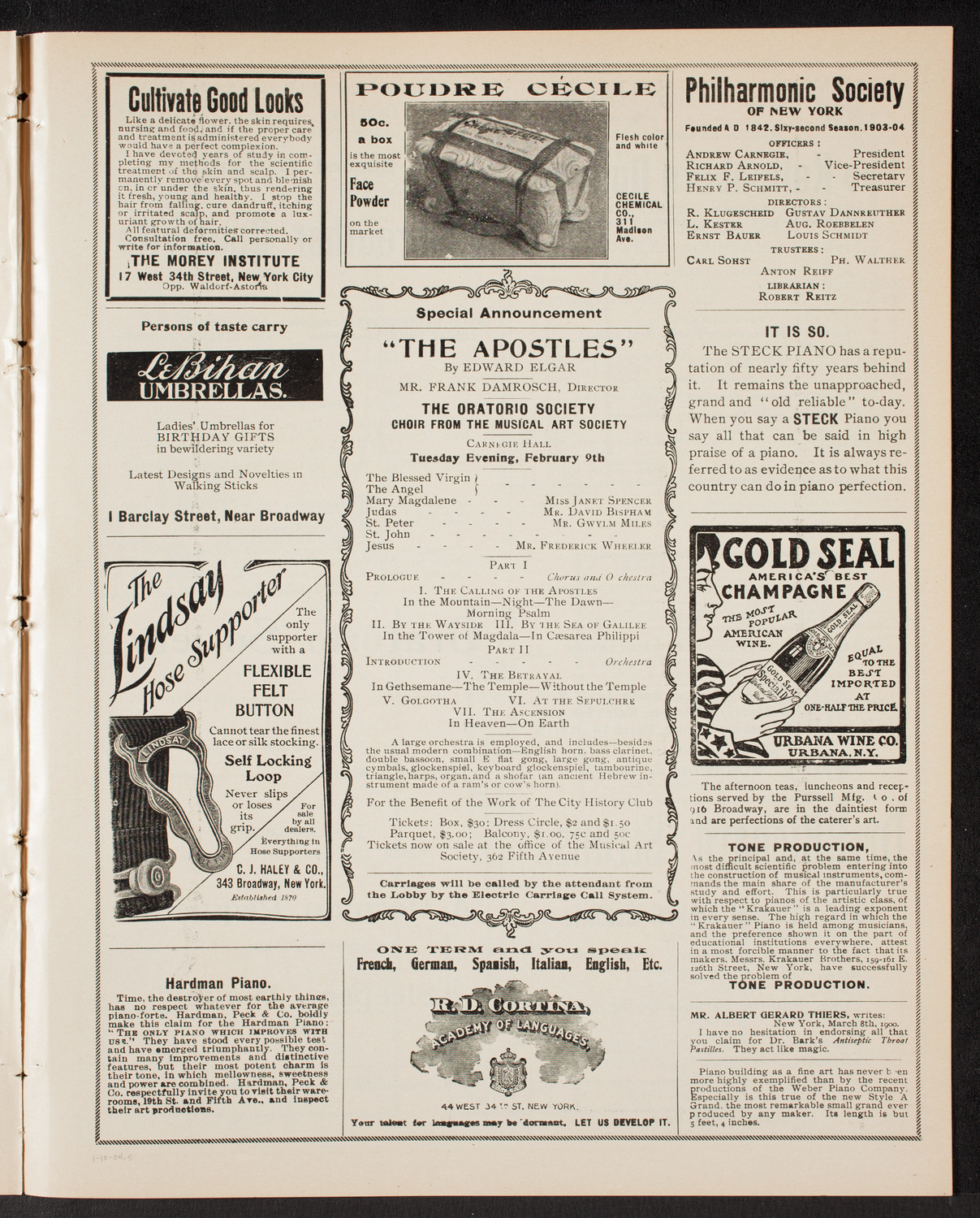 New York Symphony Orchestra, January 10, 1904, program page 9