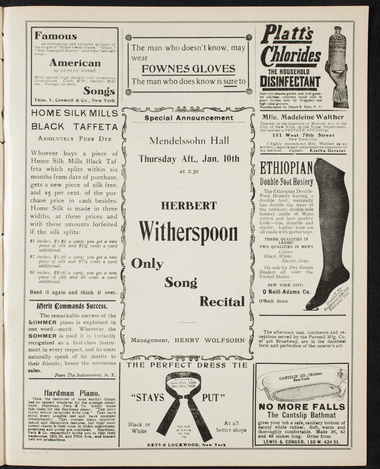 New York Symphony Orchestra, December 30, 1906, program page 9