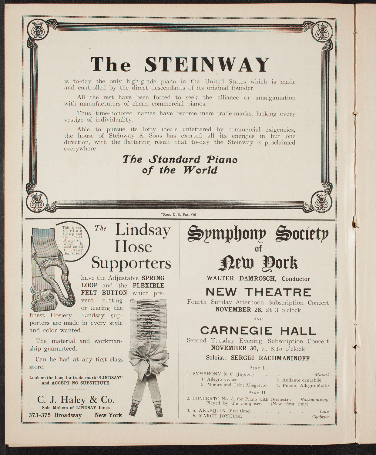 New York Philharmonic, November 26, 1909, program page 4
