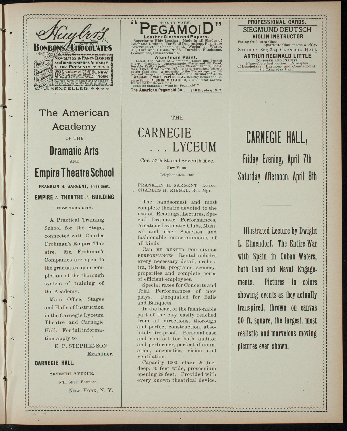 Amateur Comedy Club, April 5, 1899, program page 7