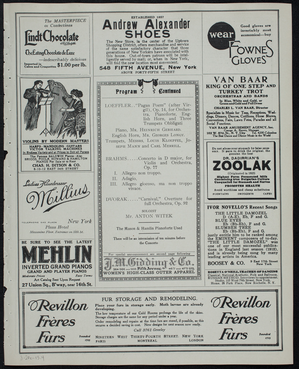 Boston Symphony Orchestra, March 20, 1913, program page 7