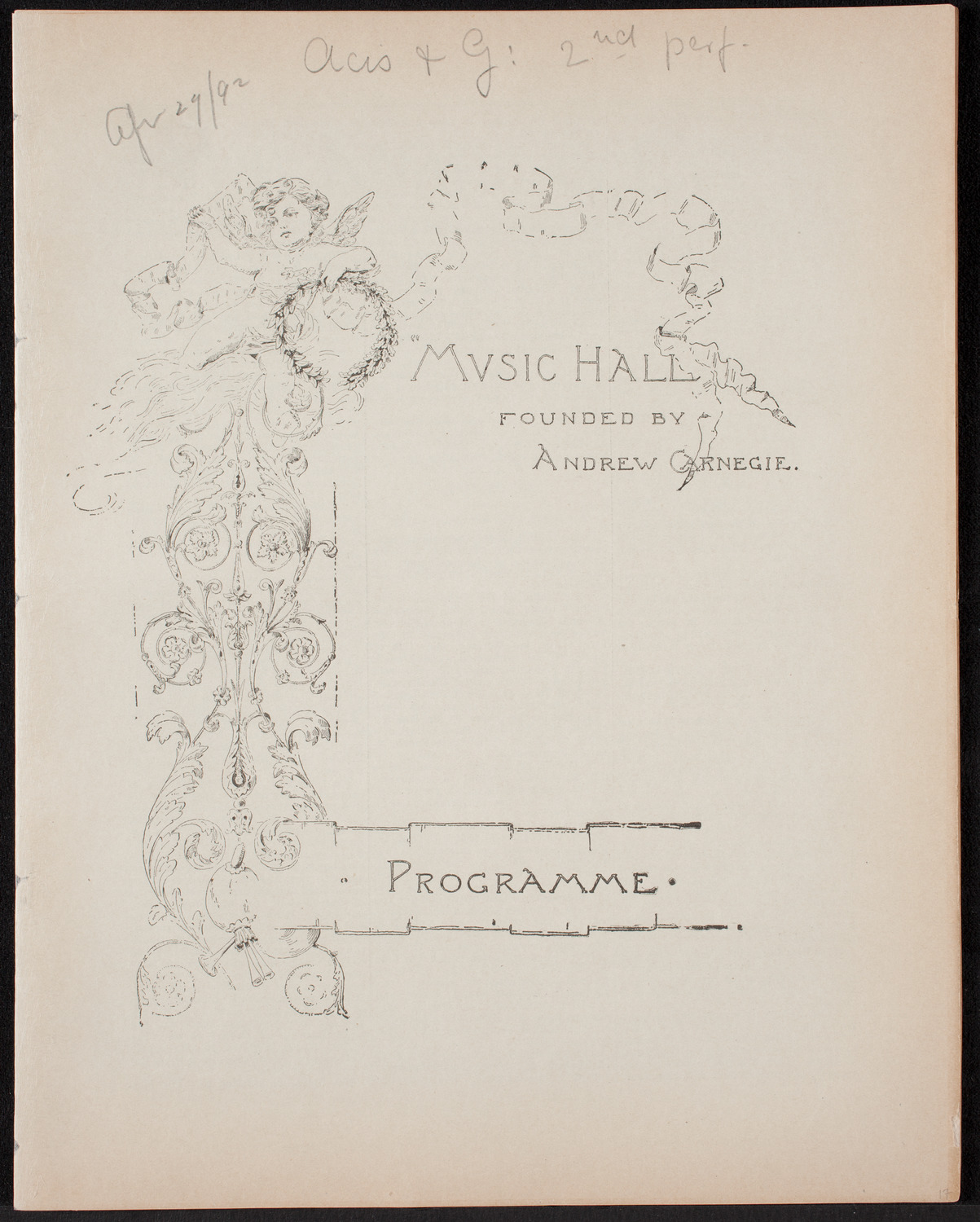 New York Symphony Orchestra: Handel Festival, April 29, 1892, program page 1