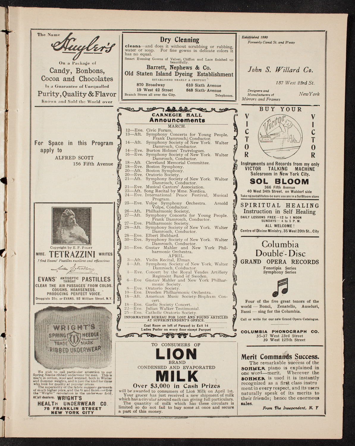 Musical Art Society of New York, March 11, 1909, program page 3