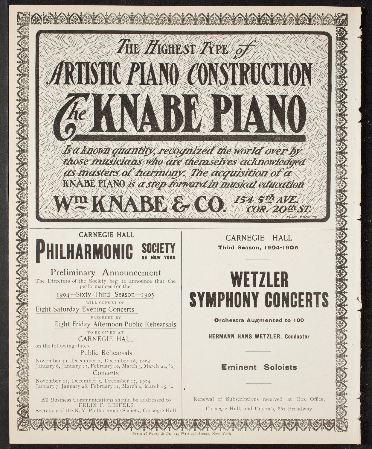 Amicitia Amateur Band, May 15, 1904, program page 12