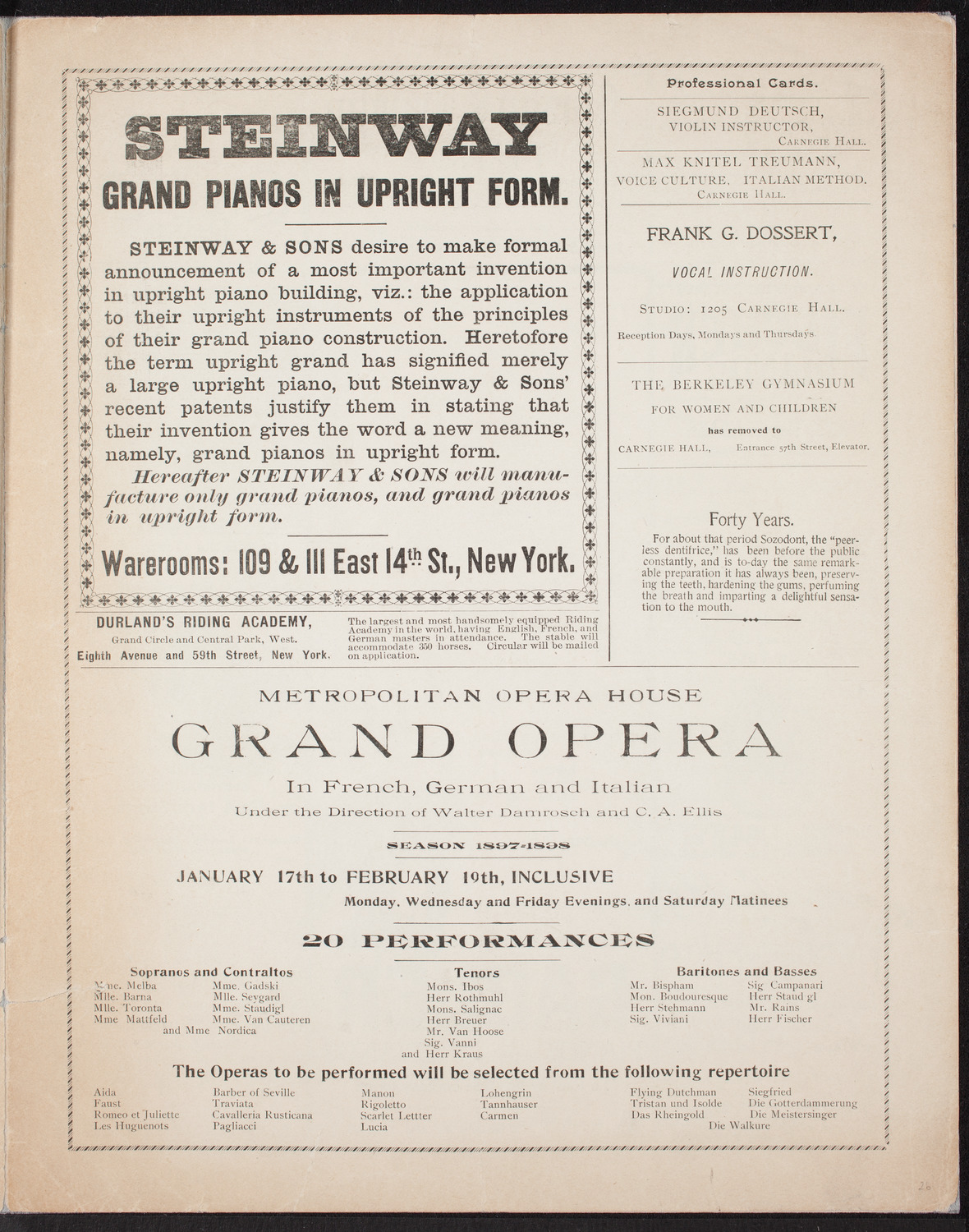 New York Philharmonic, November 13, 1897, program page 5
