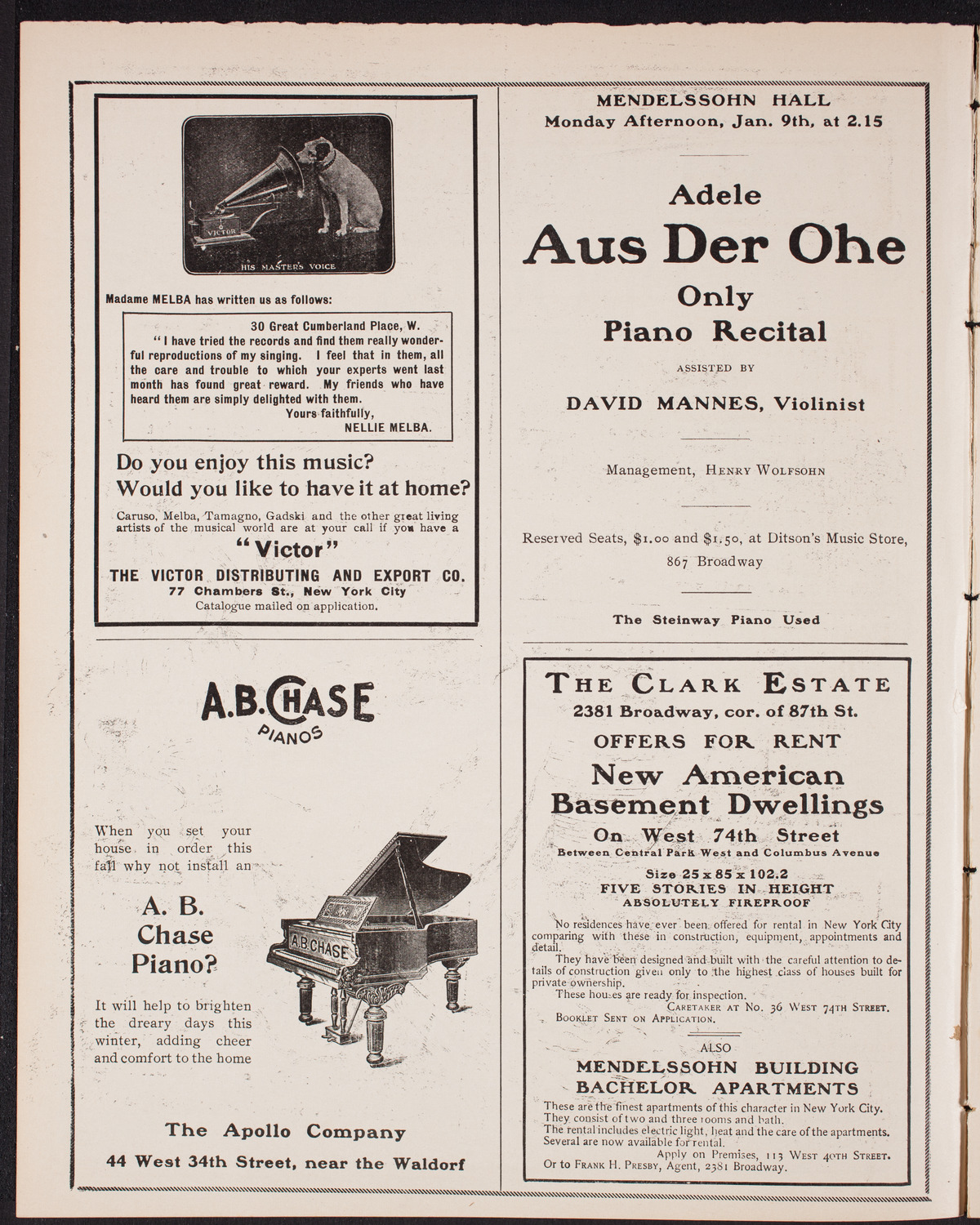 Fritz Kreisler, Violin, with the New York Symphony Orchestra, January 3, 1905, program page 2