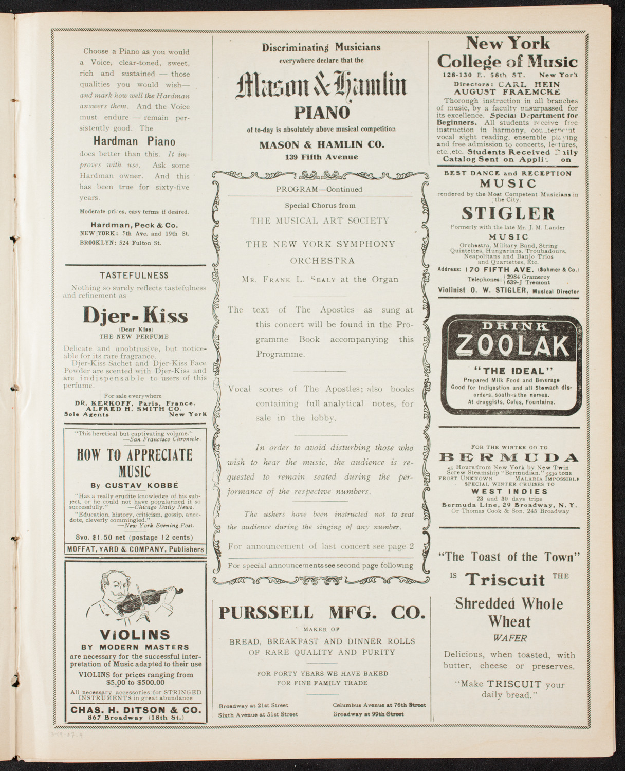Oratorio Society of New York, March 19, 1907, program page 7