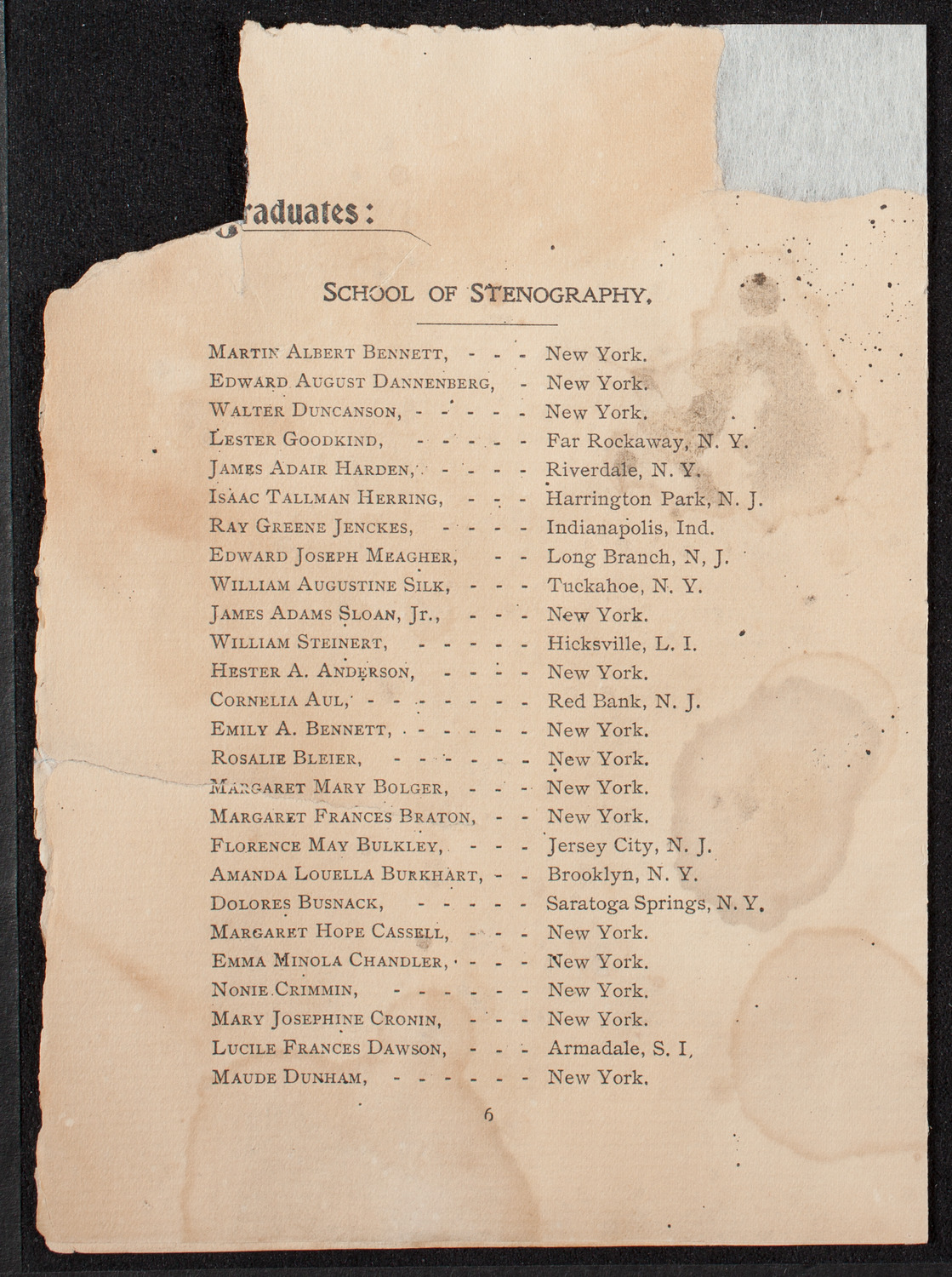 Graduation: Packard's Business College, May 20, 1898, program page 6