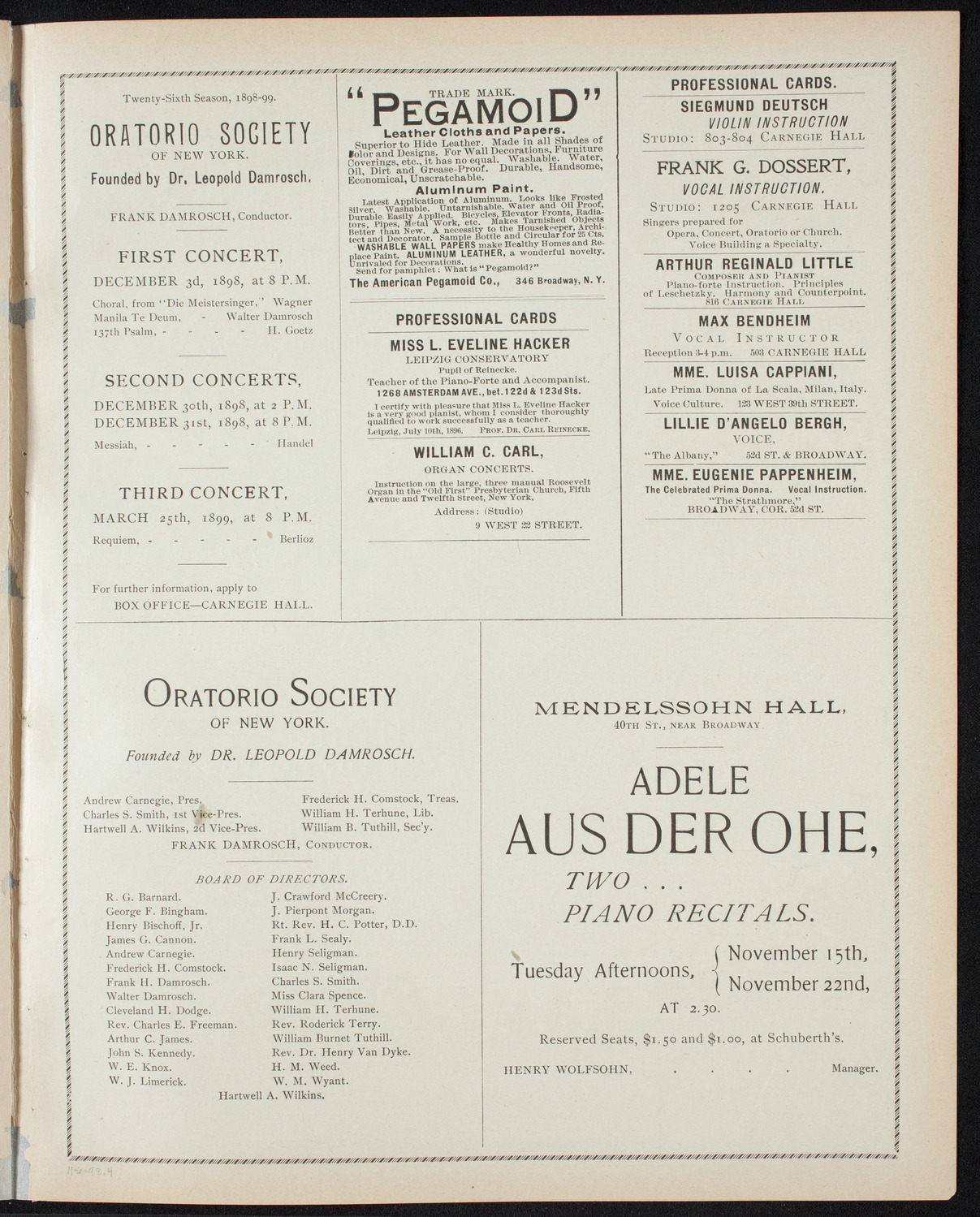 Paur Symphony Orchestra - Sunday Night Popular Concert, November 6, 1898, program page 7