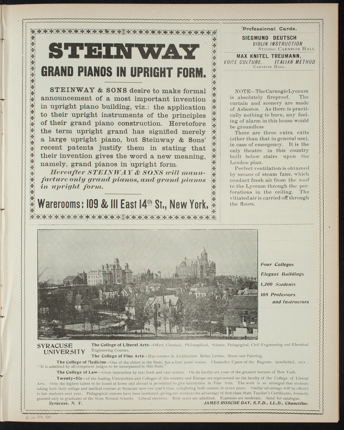 Comparative Literature Society Saturday Morning Conference, February 12, 1898, program page 5