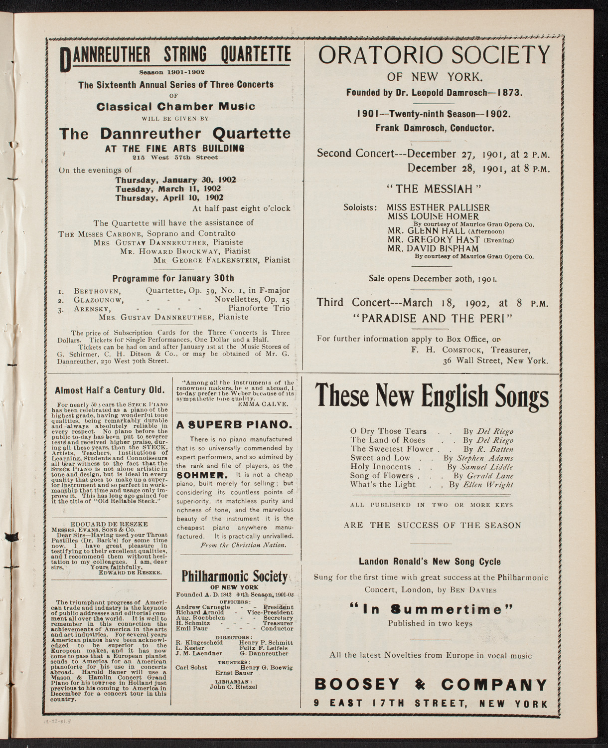 New York Festival Chorus, December 22, 1901, program page 5