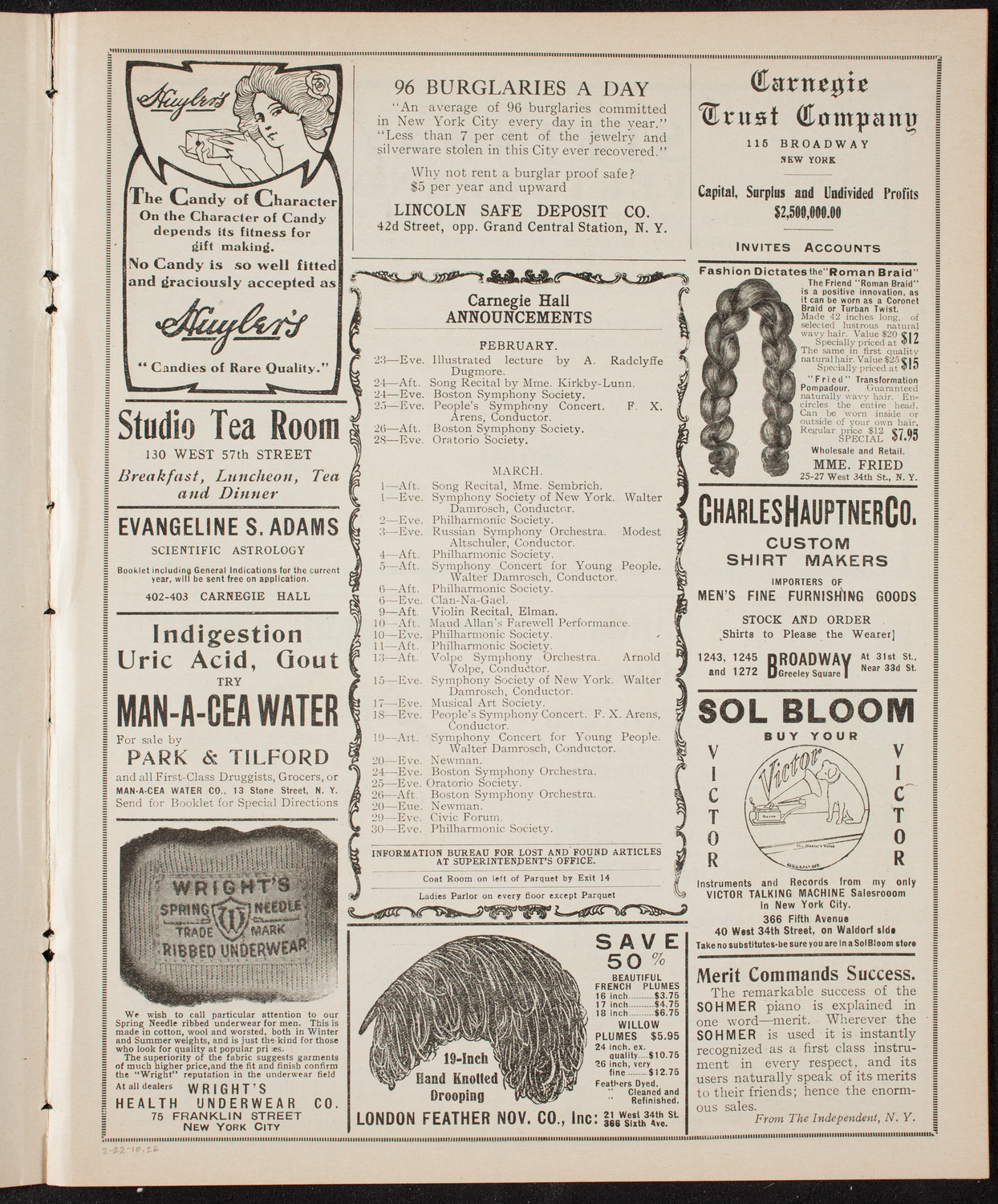 New York Symphony Orchestra, February 22, 1910, program page 3