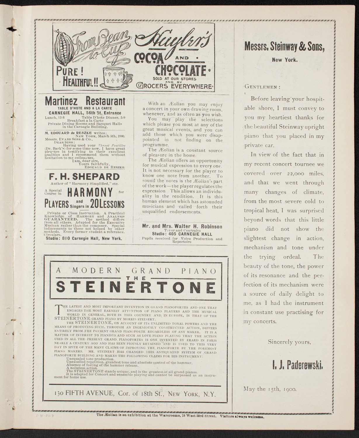 Lecture by Winston Churchill, January 31, 1901, program page 5
