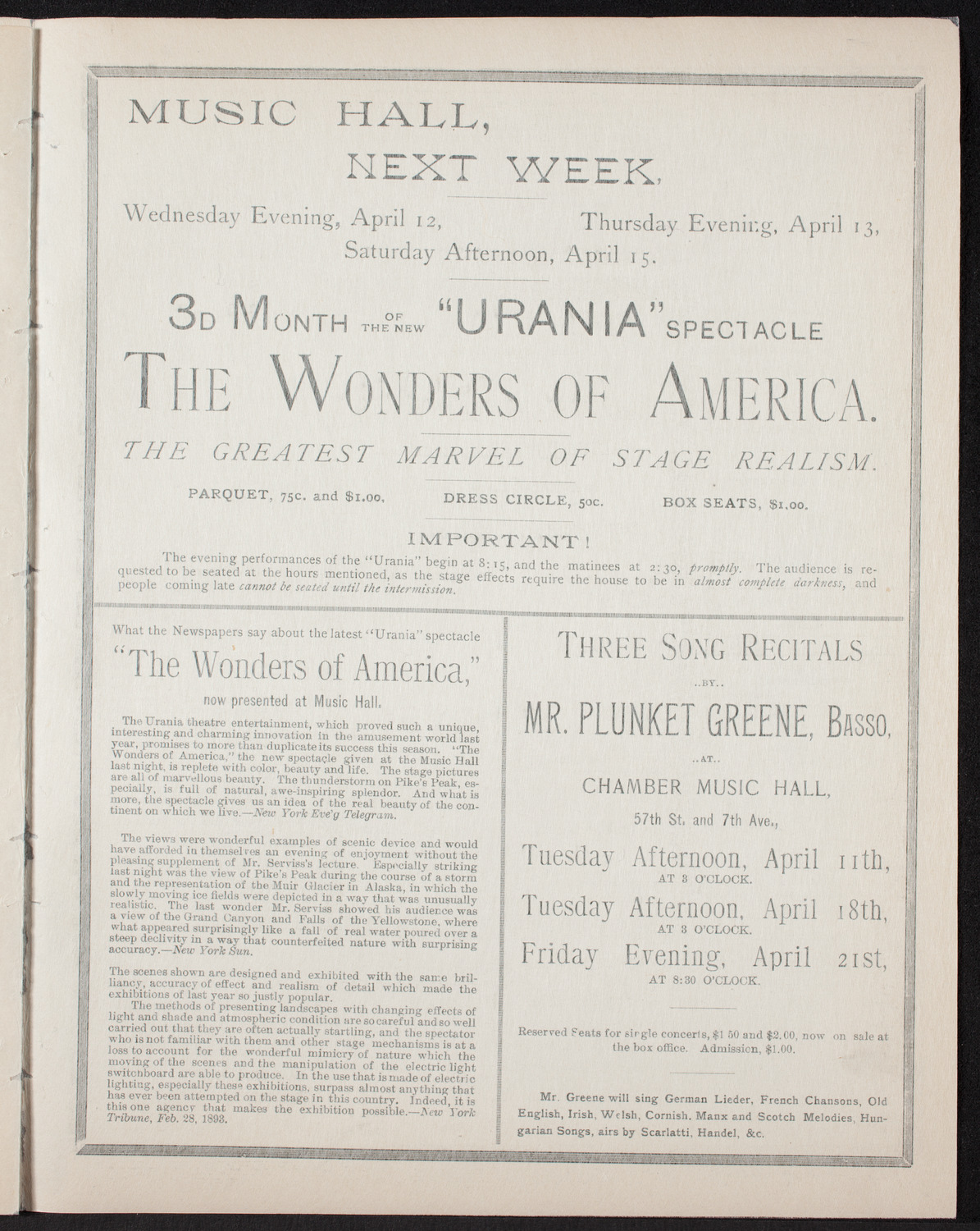 Grand Wagner Concert/ Benefit: Italian Mission, Church of San Salvatore, April 7, 1893, program page 7