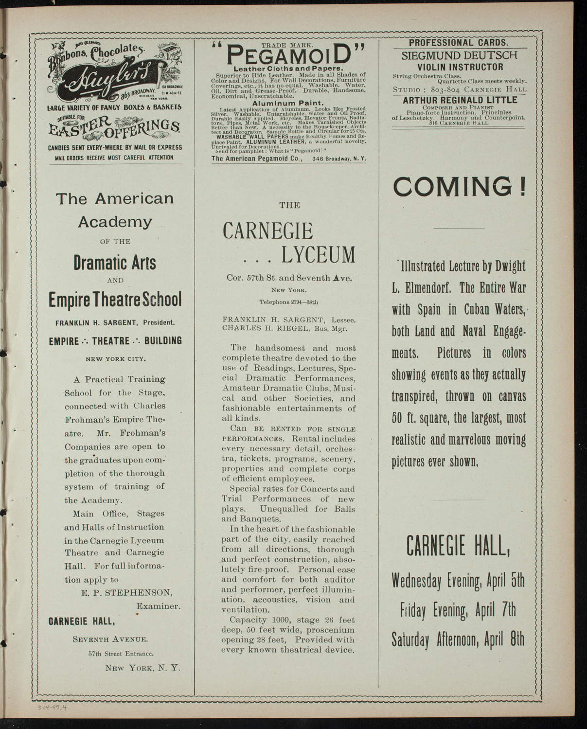 Bessie Lewis and Others, March 14, 1899, program page 7