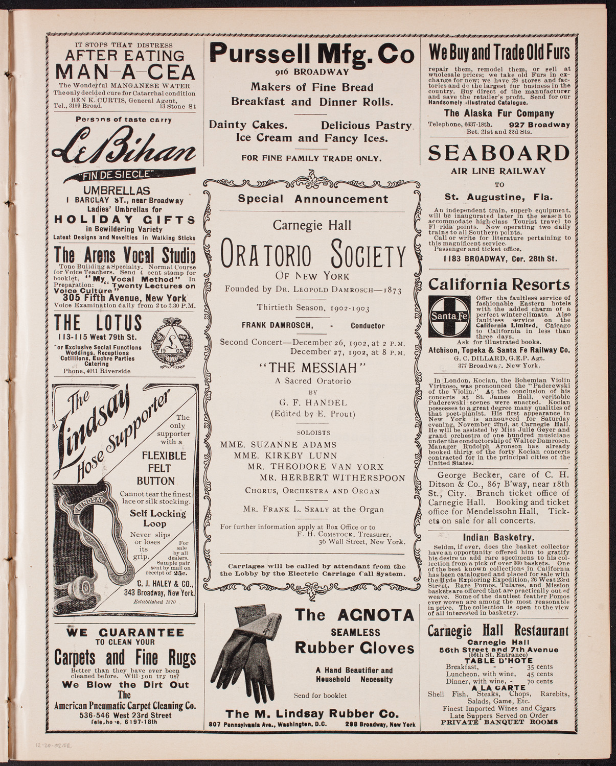New York Philharmonic, December 20, 1902, program page 9