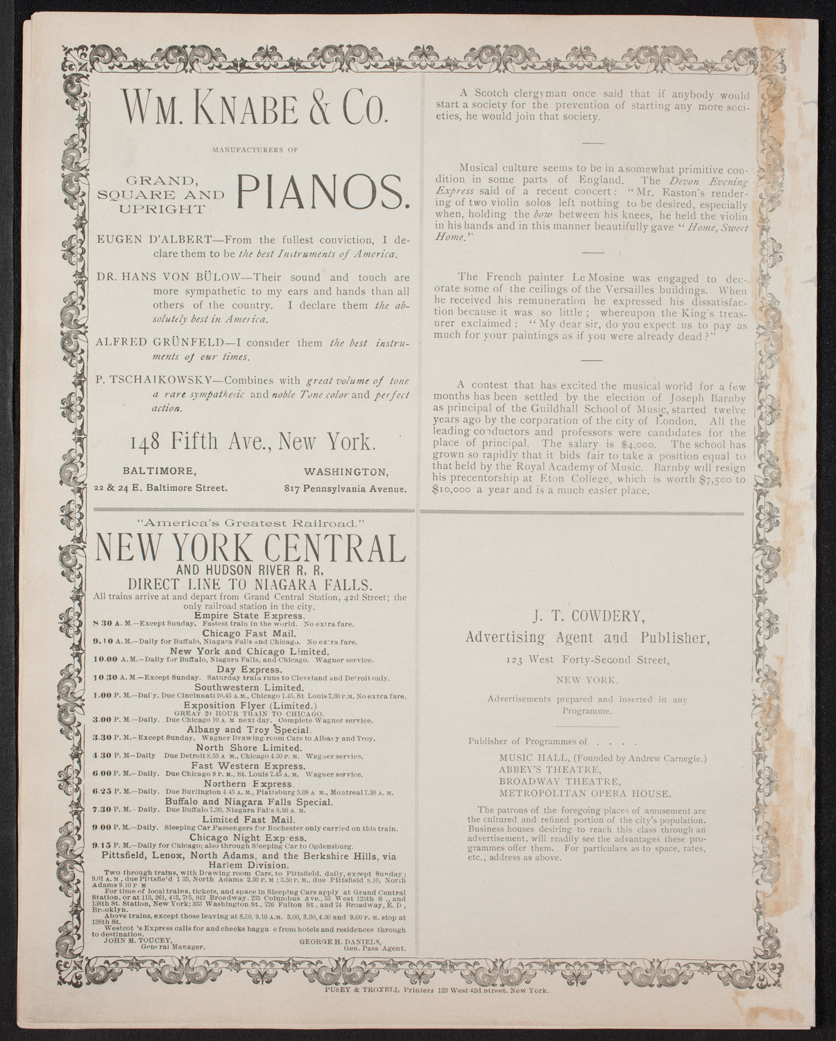 New York Symphony Orchestra, November 10, 1893, program page 8