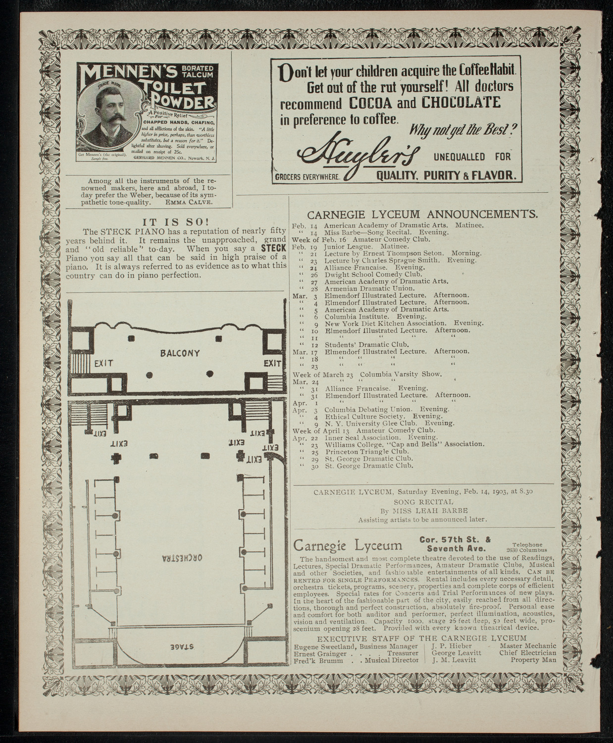 Hamilton Institute Dramatic Association, February 12, 1903, program page 4