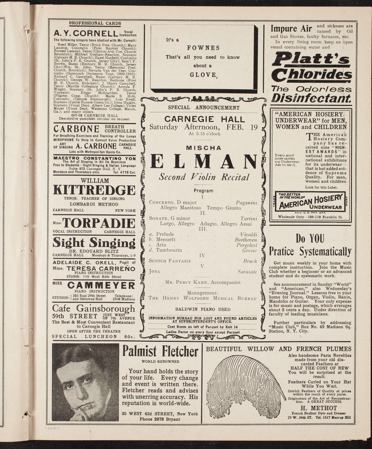 New York Symphony Orchestra, January 25, 1910, program page 9