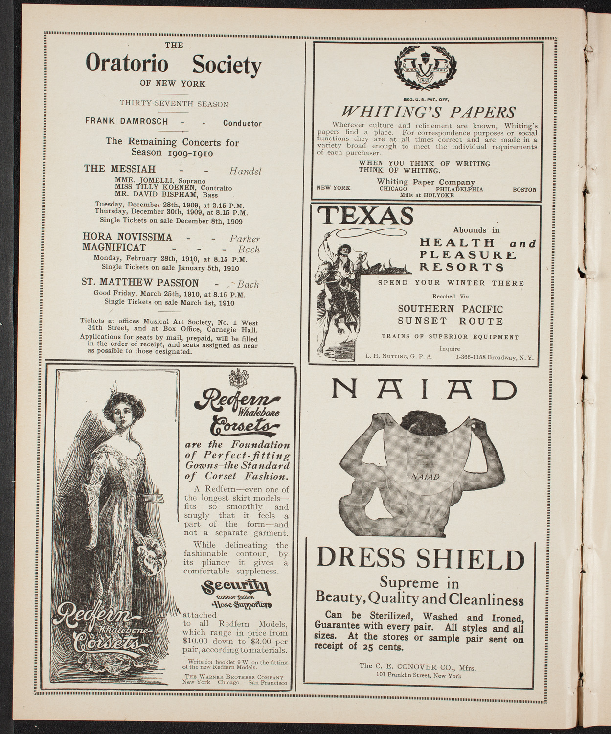 Teresa Carreño, Piano, December 4, 1909, program page 2