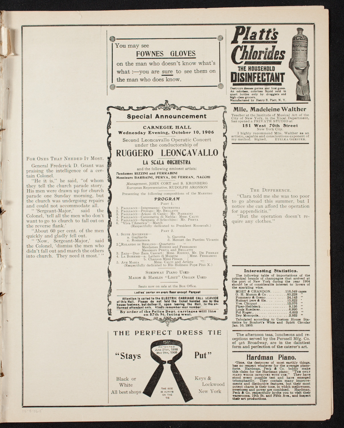 Ruggero Leoncavallo and La Scala Orchestra, October 8, 1906, program page 9