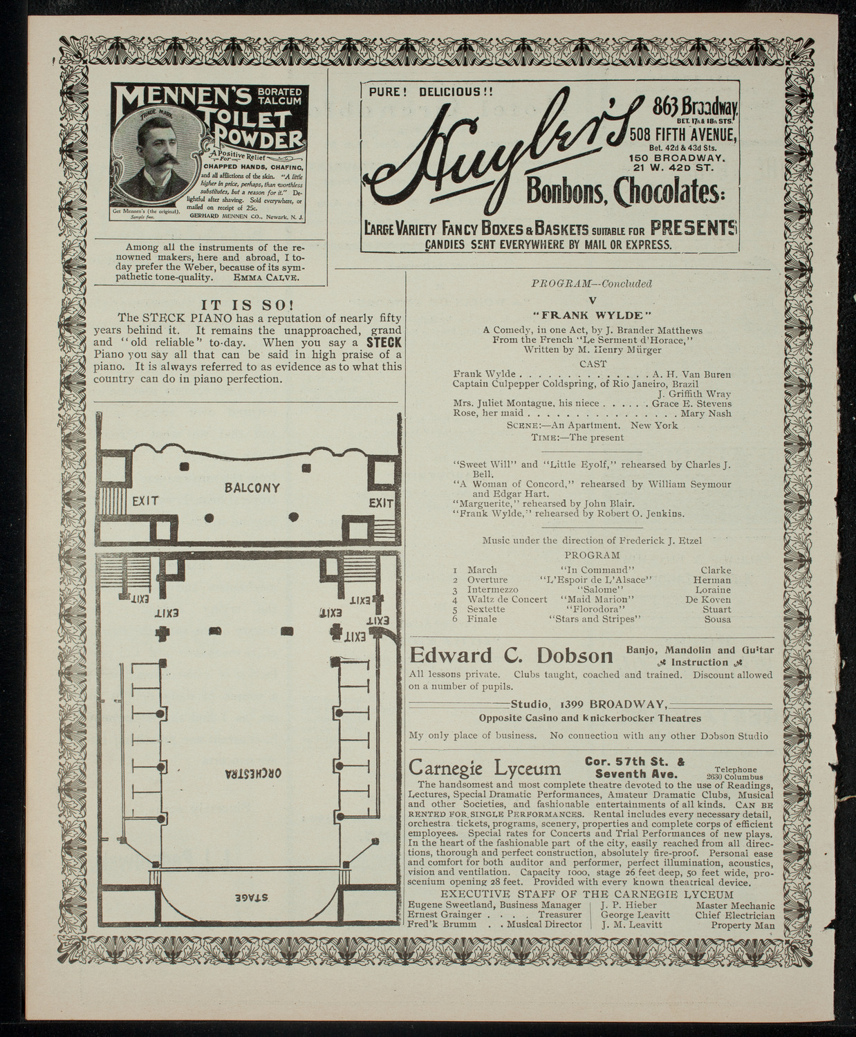 Academy Stock Company of the American Academy of Dramatic Arts/Empire Theatre Dramatic School, February 27, 1903, program page 4