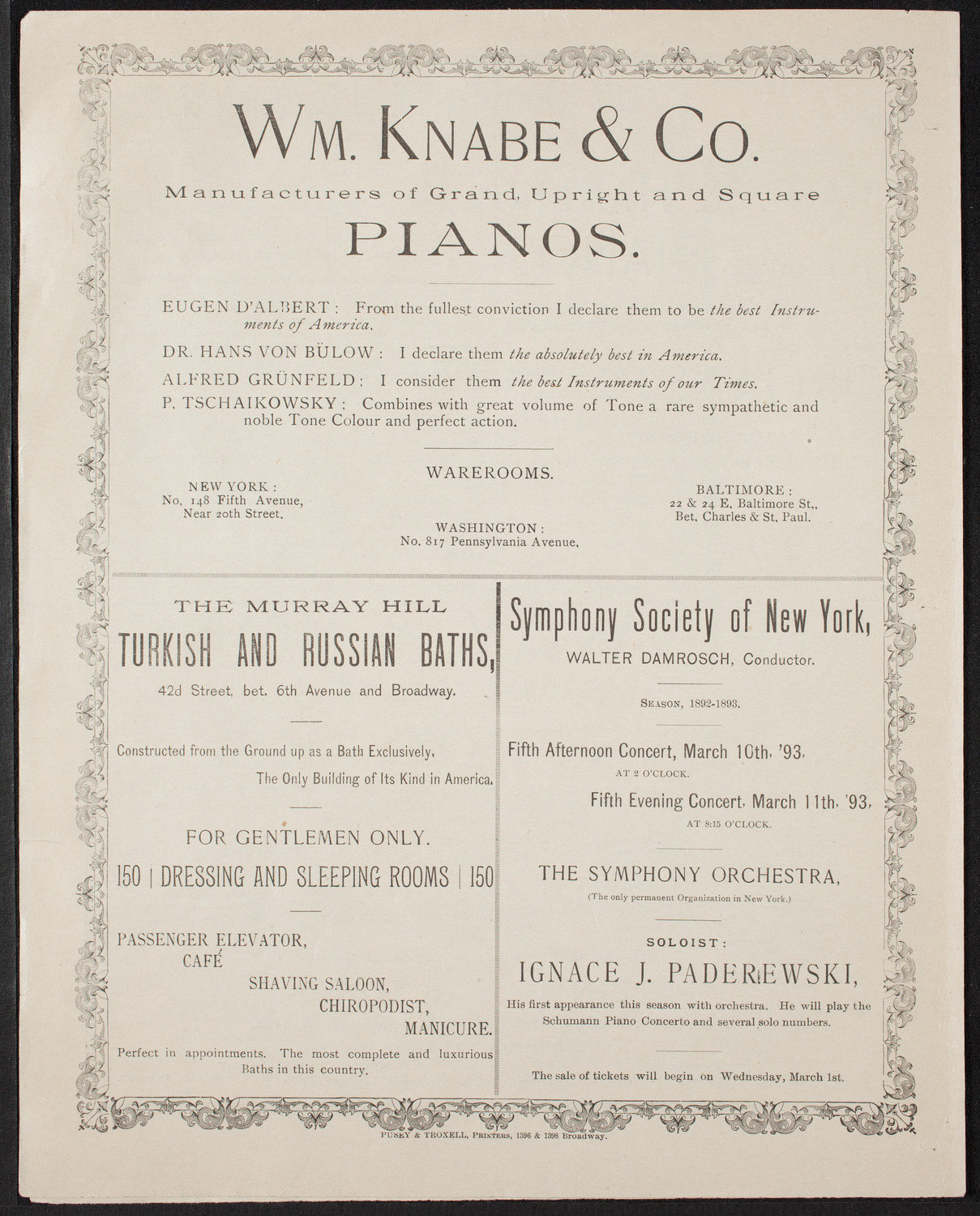 New York Symphony String Quartet, February 14, 1893, program page 4