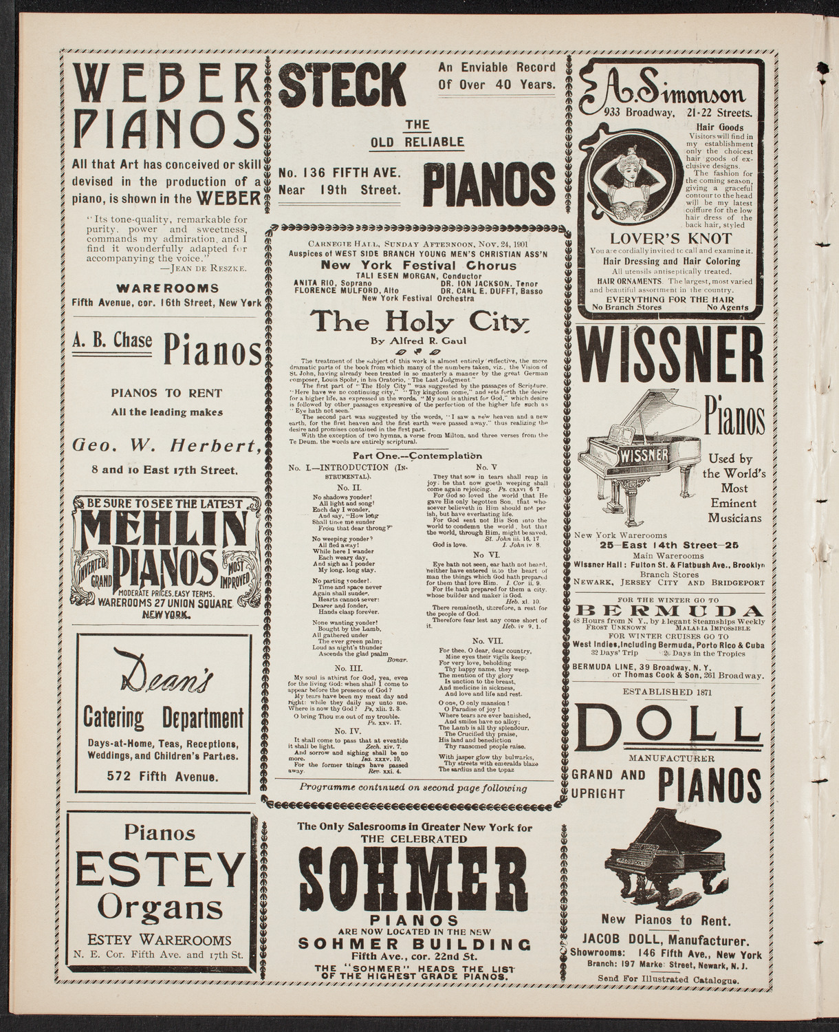 New York Festival Chorus and Orchestra, November 24, 1901, program page 6