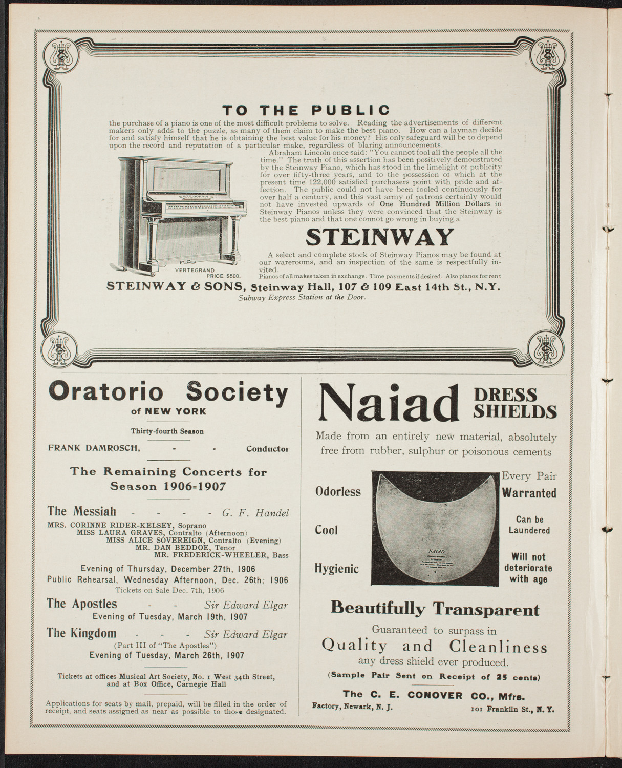 New York Festival Chorus and Orchestra, December 23, 1906, program page 4