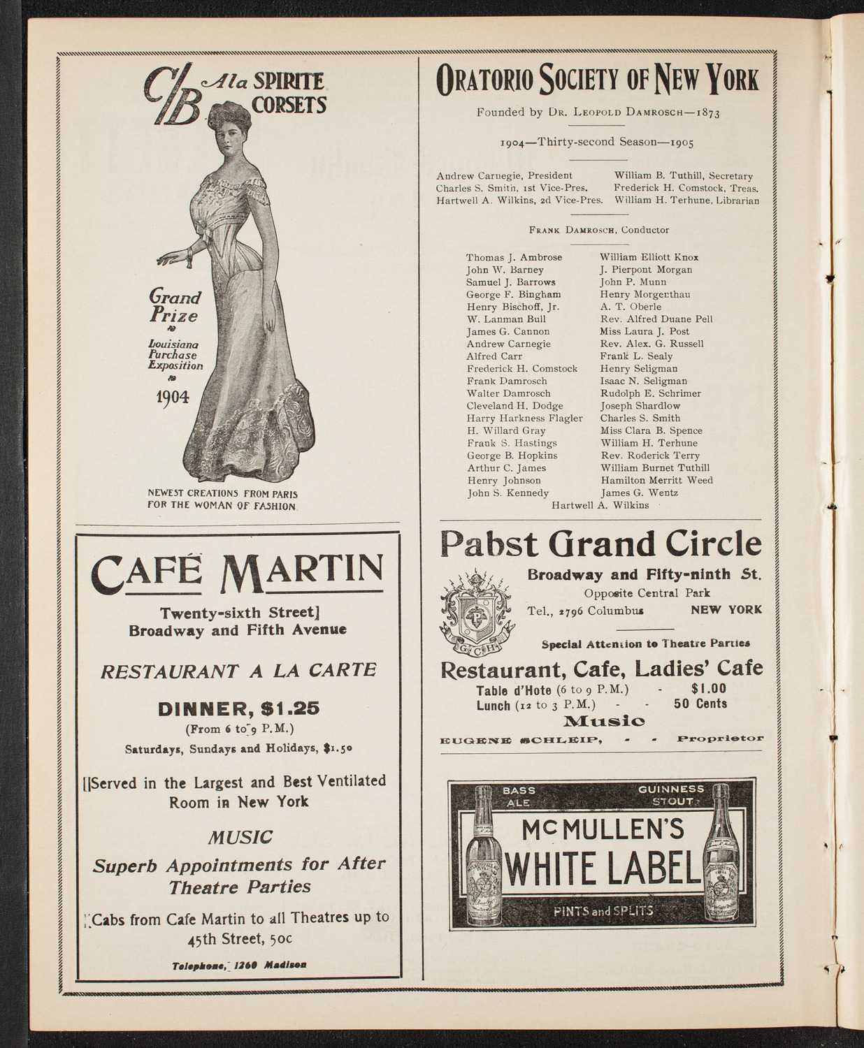 Oratorio Society of New York, March 14, 1905, program page 8